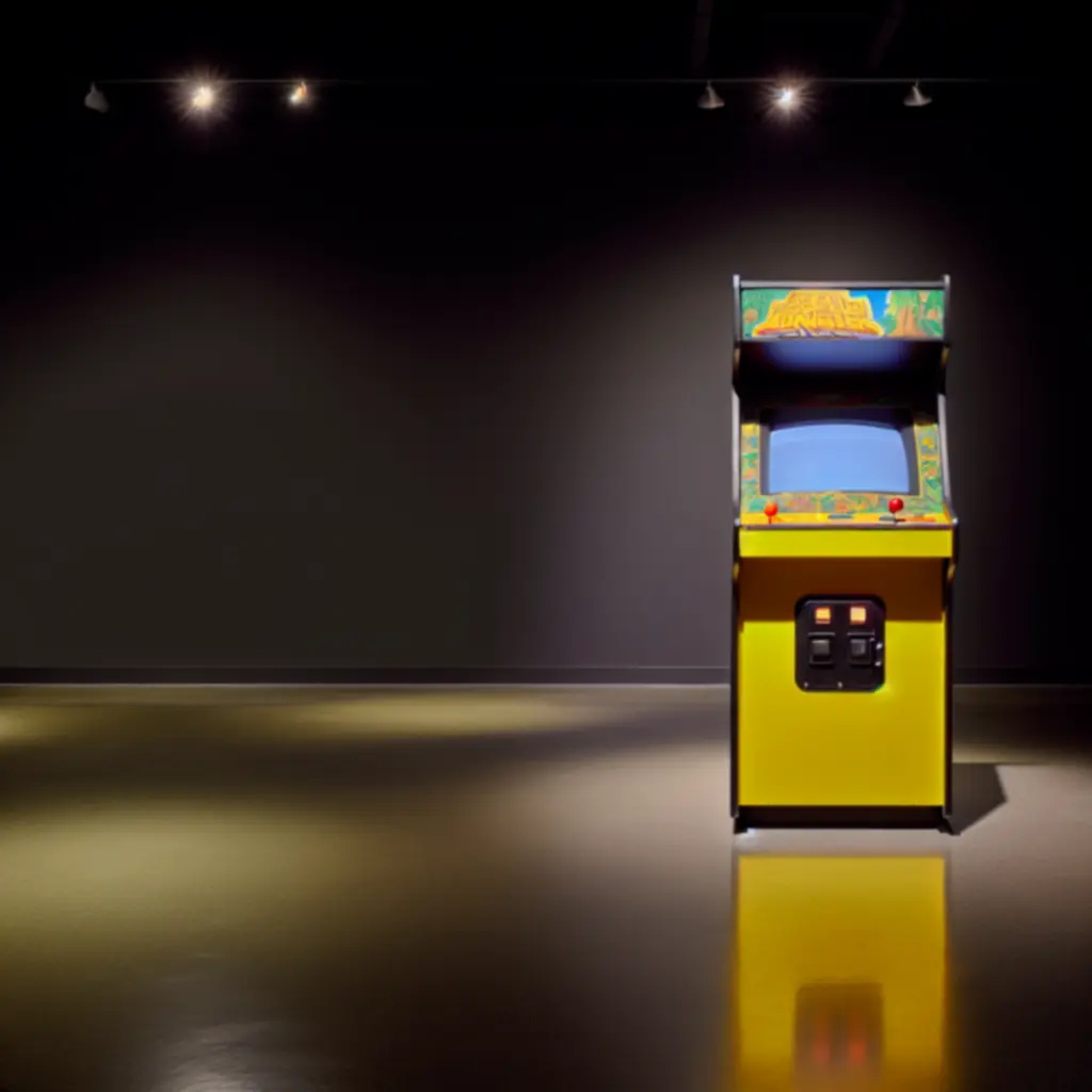 Restored 1981 Pac-Man cabinet under museum lighting